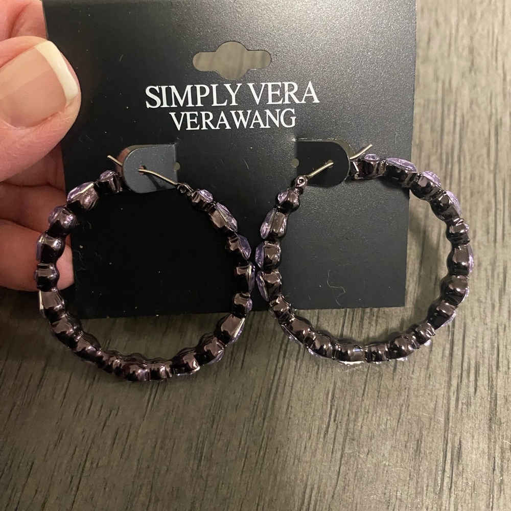 Simply Vera purple crystal hoop earrings
